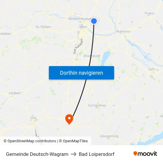 Gemeinde Deutsch-Wagram to Bad Loipersdorf map