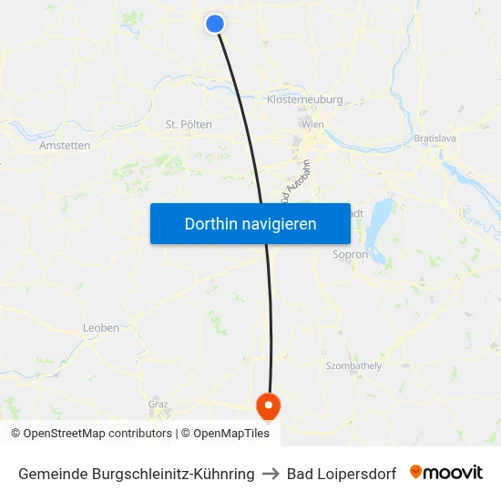 Gemeinde Burgschleinitz-Kühnring to Bad Loipersdorf map