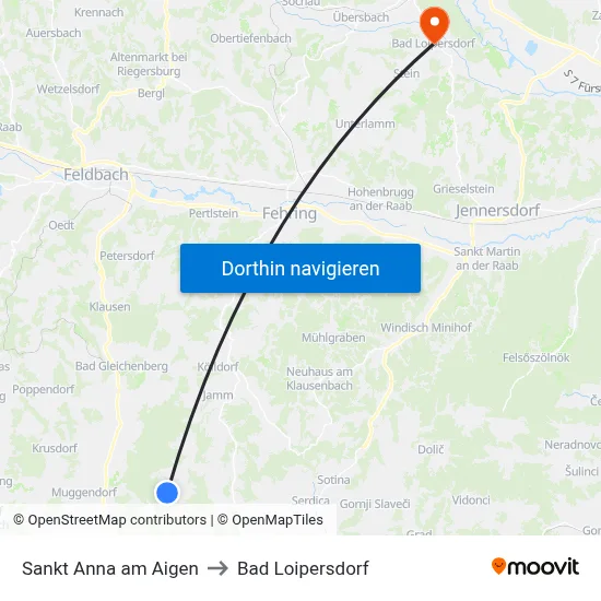 Sankt Anna am Aigen to Bad Loipersdorf map