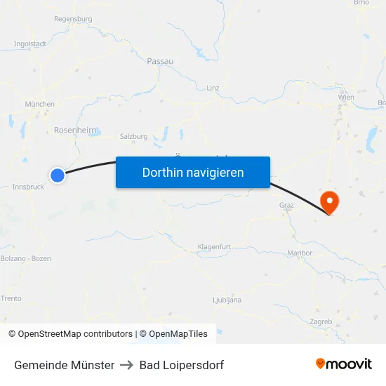 Gemeinde Münster to Bad Loipersdorf map