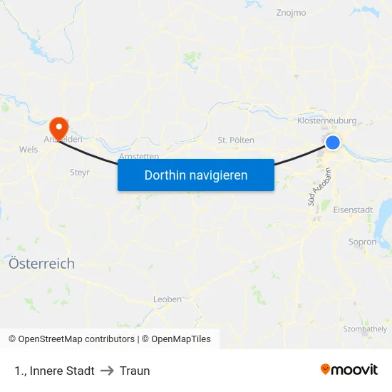 1., Innere Stadt to Traun map