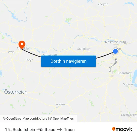 15., Rudolfsheim-Fünfhaus to Traun map