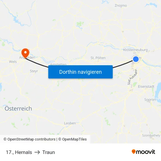 17., Hernals to Traun map