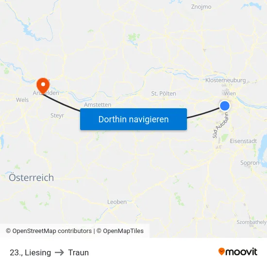 23., Liesing to Traun map