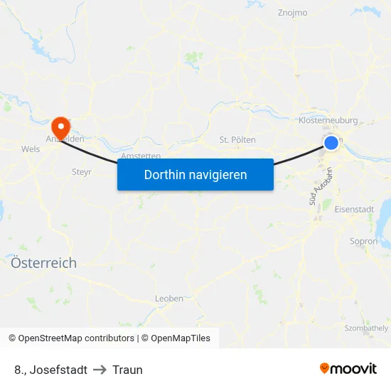 8., Josefstadt to Traun map