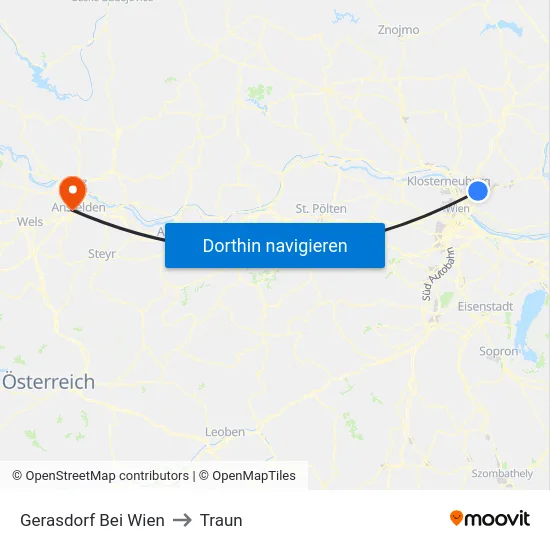 Gerasdorf Bei Wien to Traun map
