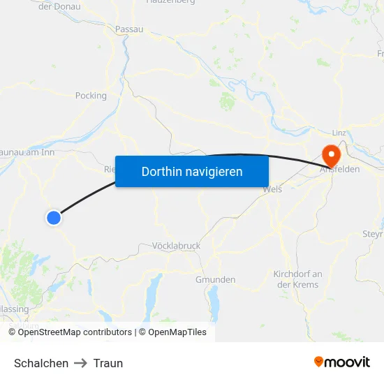 Schalchen to Traun map