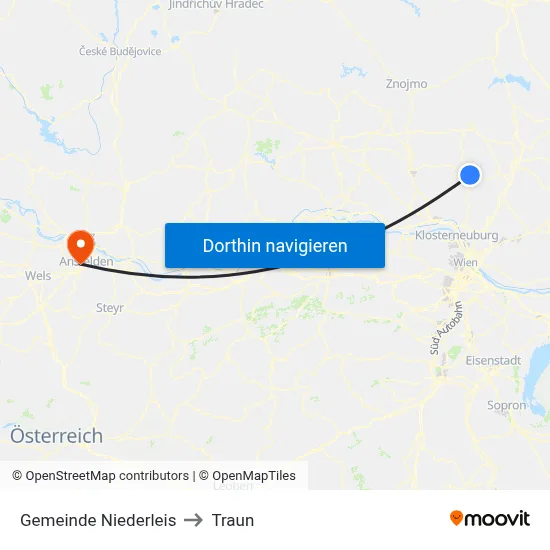 Gemeinde Niederleis to Traun map