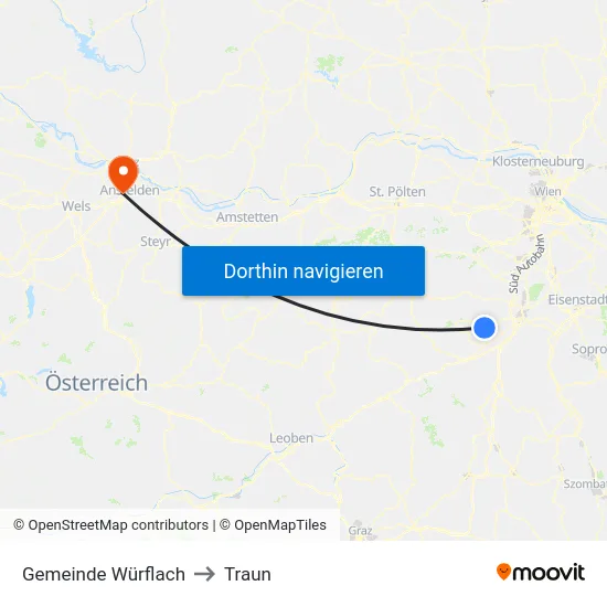 Gemeinde Würflach to Traun map