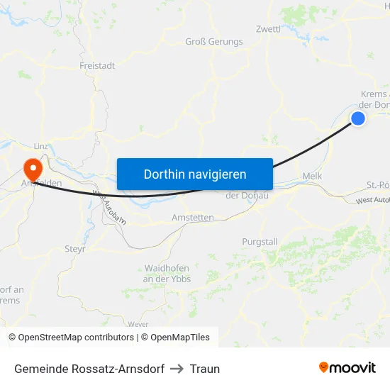 Gemeinde Rossatz-Arnsdorf to Traun map