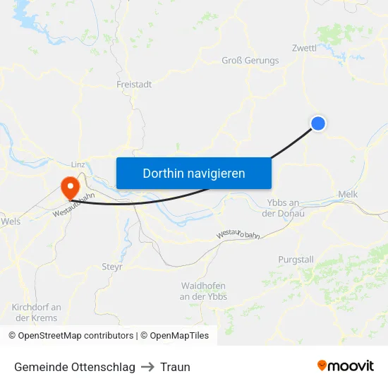 Gemeinde Ottenschlag to Traun map