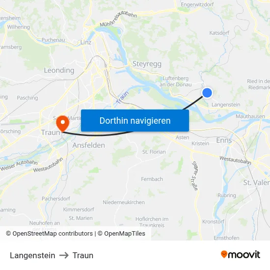 Langenstein to Traun map