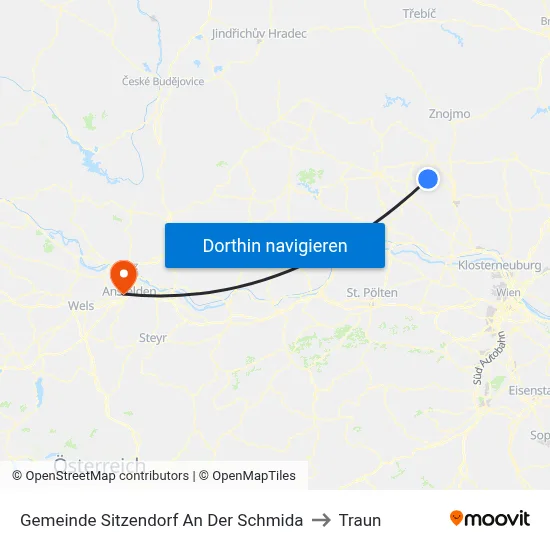 Gemeinde Sitzendorf An Der Schmida to Traun map
