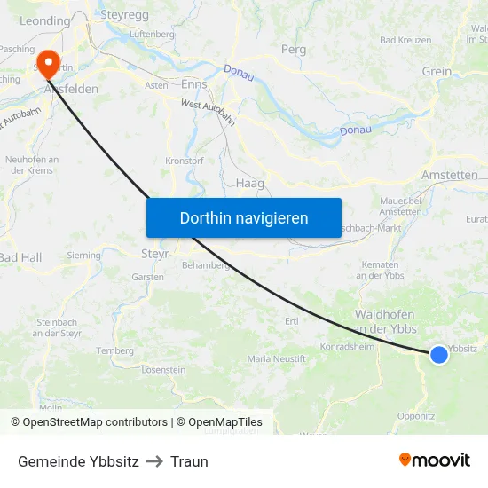 Gemeinde Ybbsitz to Traun map