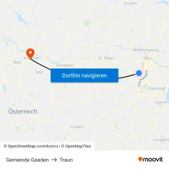 Gemeinde Gaaden to Traun map