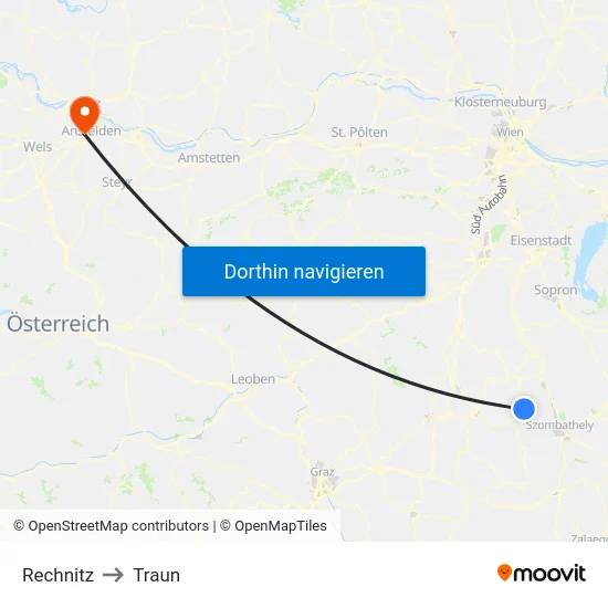 Rechnitz to Traun map