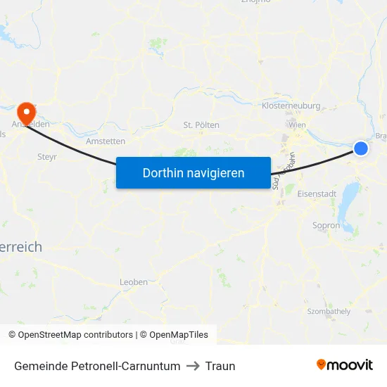 Gemeinde Petronell-Carnuntum to Traun map