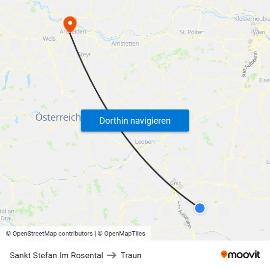 Sankt Stefan Im Rosental to Traun map