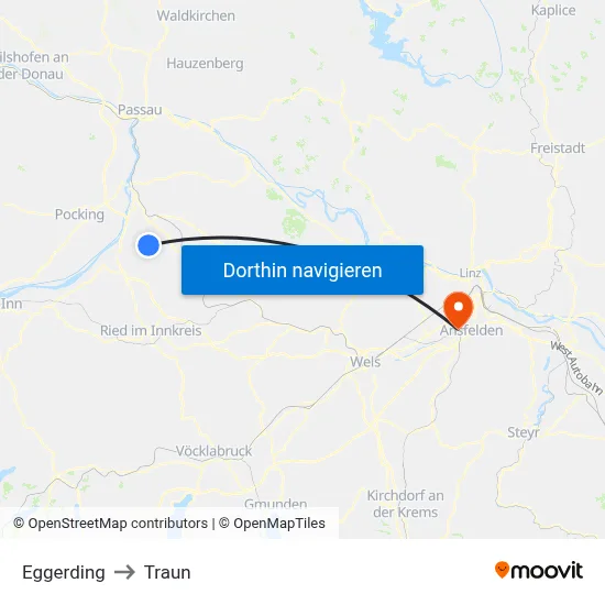 Eggerding to Traun map