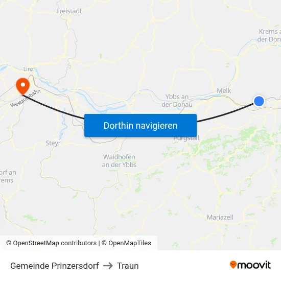 Gemeinde Prinzersdorf to Traun map