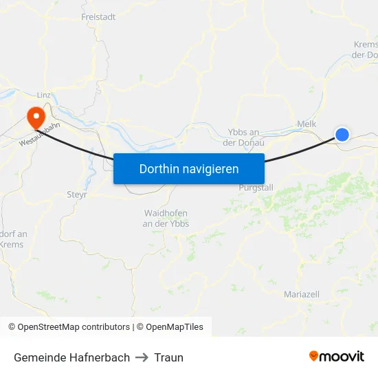 Gemeinde Hafnerbach to Traun map