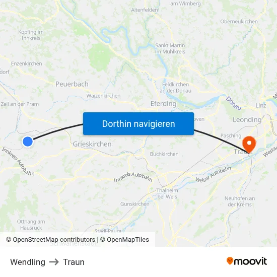 Wendling to Traun map