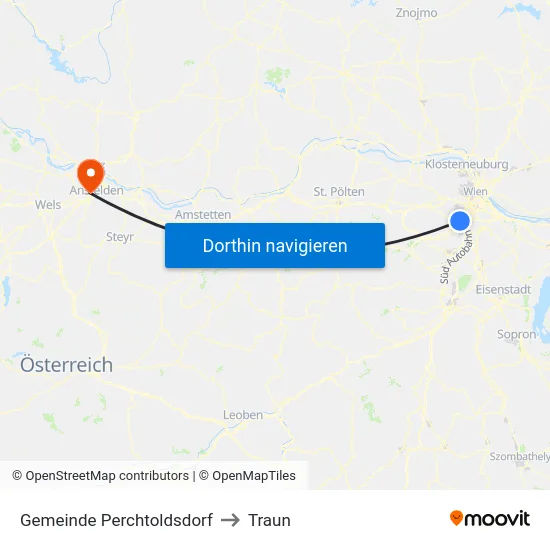 Gemeinde Perchtoldsdorf to Traun map