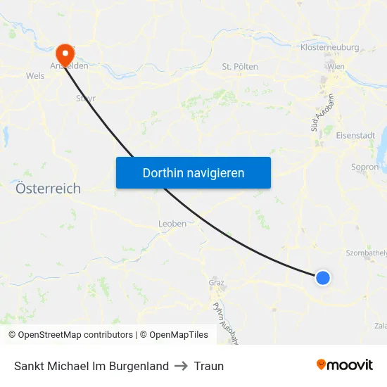 Sankt Michael Im Burgenland to Traun map