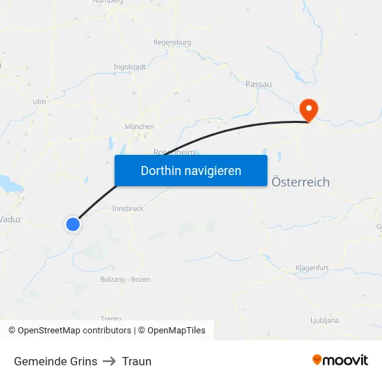 Gemeinde Grins to Traun map