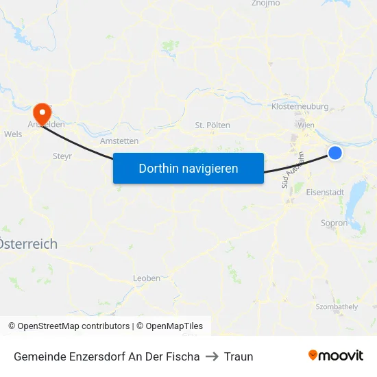 Gemeinde Enzersdorf An Der Fischa to Traun map
