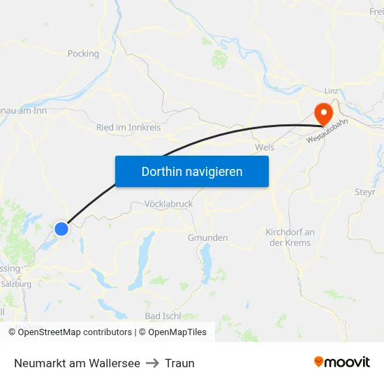 Neumarkt am Wallersee to Traun map