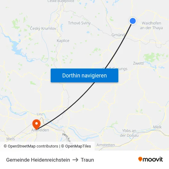 Gemeinde Heidenreichstein to Traun map