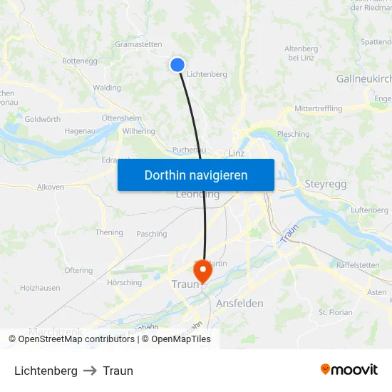Lichtenberg to Traun map