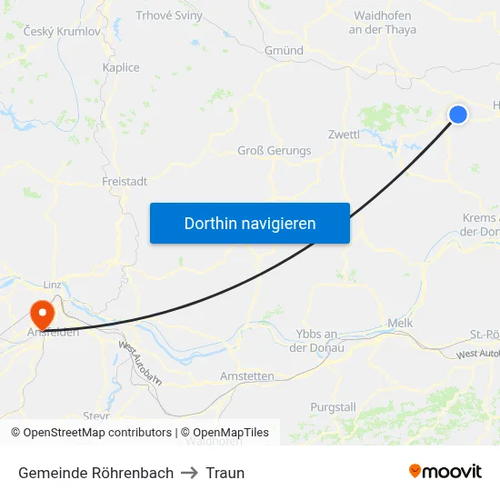 Gemeinde Röhrenbach to Traun map