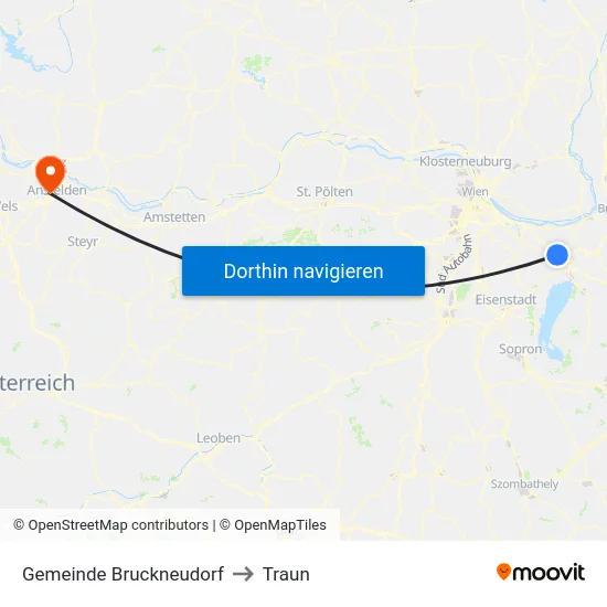 Gemeinde Bruckneudorf to Traun map