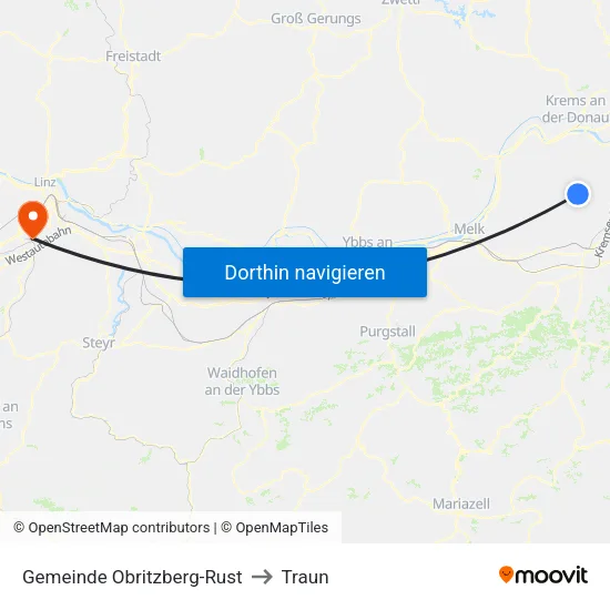 Gemeinde Obritzberg-Rust to Traun map