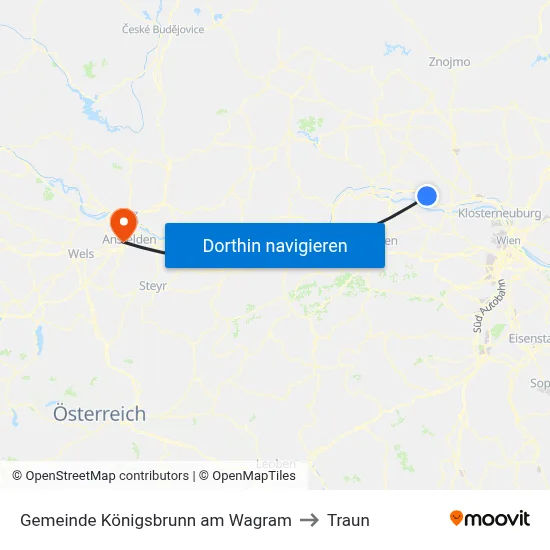 Gemeinde Königsbrunn am Wagram to Traun map