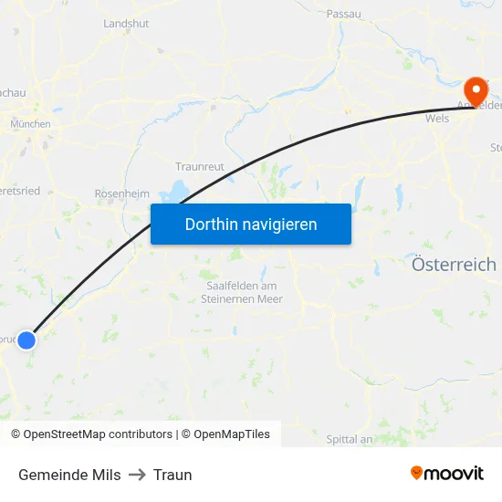 Gemeinde Mils to Traun map