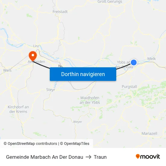 Gemeinde Marbach An Der Donau to Traun map