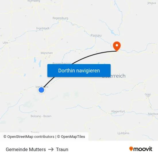 Gemeinde Mutters to Traun map