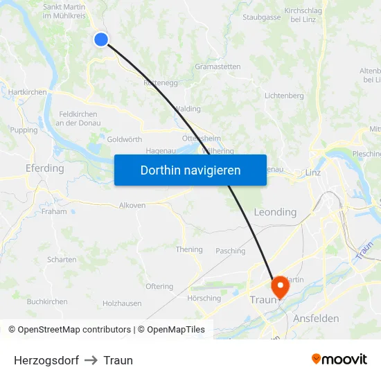 Herzogsdorf to Traun map