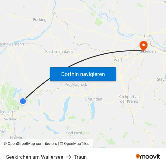 Seekirchen am Wallersee to Traun map