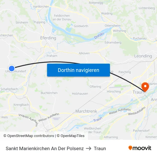 Sankt Marienkirchen An Der Polsenz to Traun map