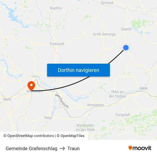 Gemeinde Grafenschlag to Traun map