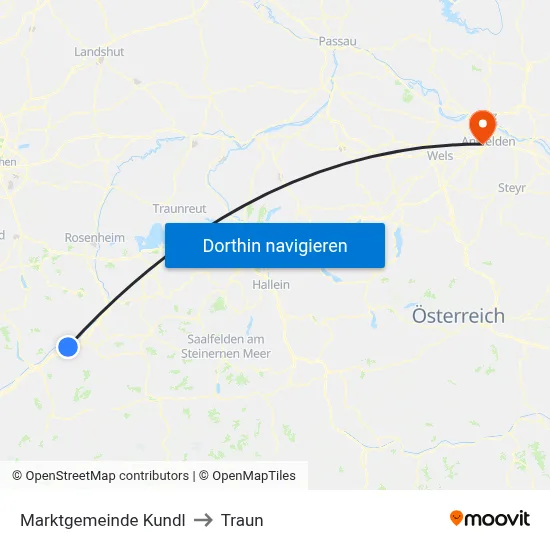 Marktgemeinde Kundl to Traun map