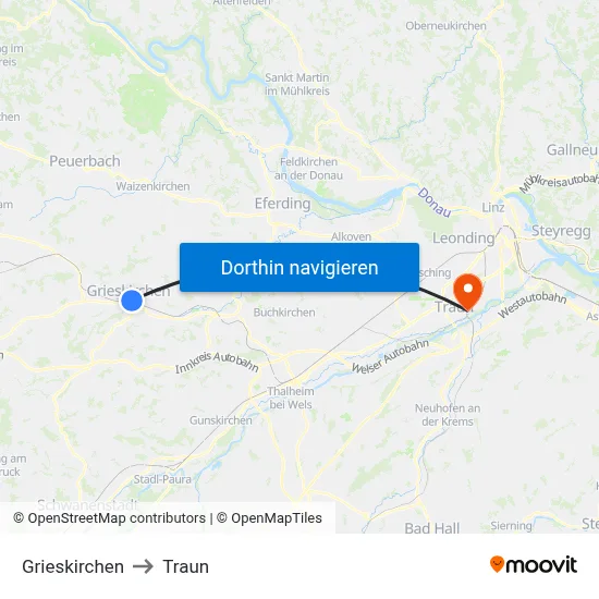 Grieskirchen to Traun map