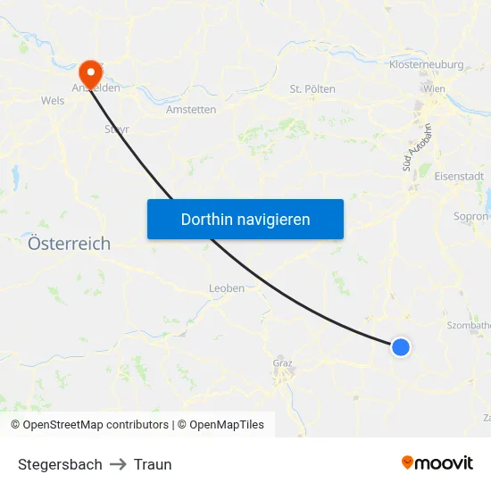 Stegersbach to Traun map