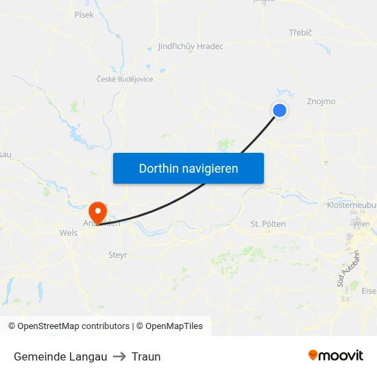 Gemeinde Langau to Traun map