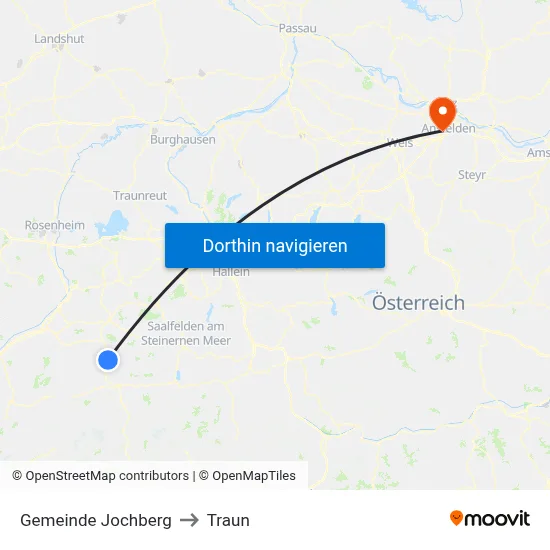 Gemeinde Jochberg to Traun map