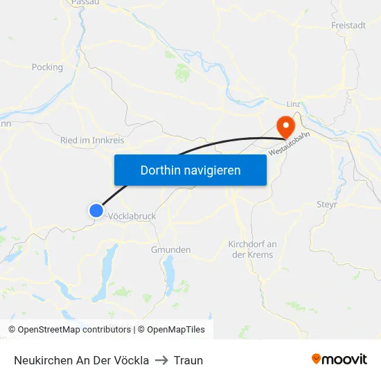 Neukirchen An Der Vöckla to Traun map